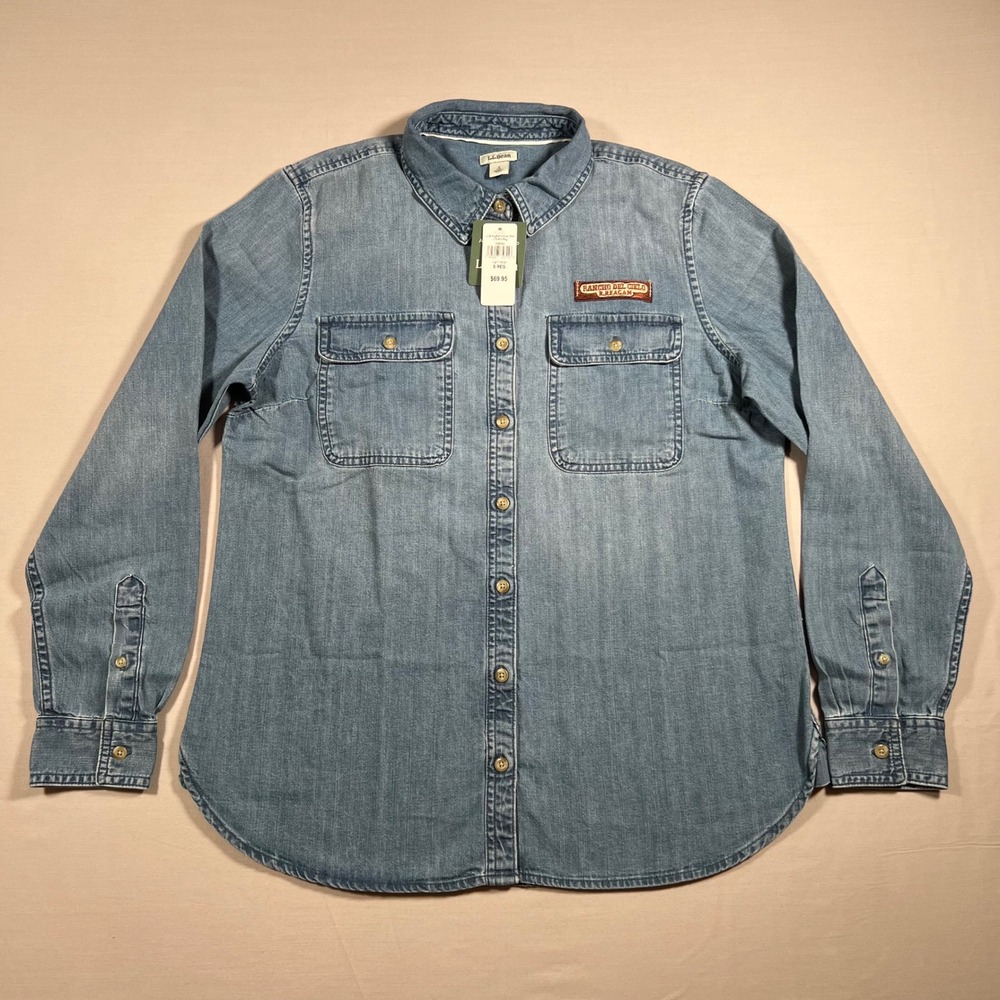 LL Bean Denim Shirt Women S Light Indigo Rancho Del Cielo 506343